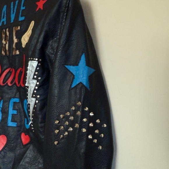 Wow Couture Have the Rad Vibes Faux Leather Moto Jacket Studded Women’s Medium - Picture 3 of 12